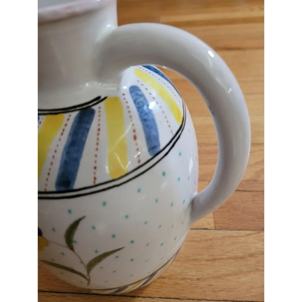 Signed Claude & Slavik Palley Hand-Painted French Terracotta Ceramic Pitcher